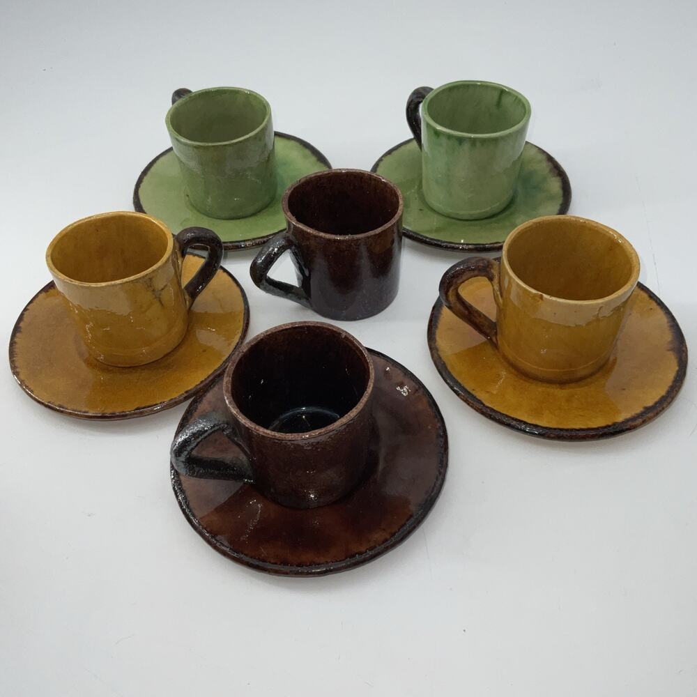 Espresso Cup Saucer Set Multi Color MCM Style